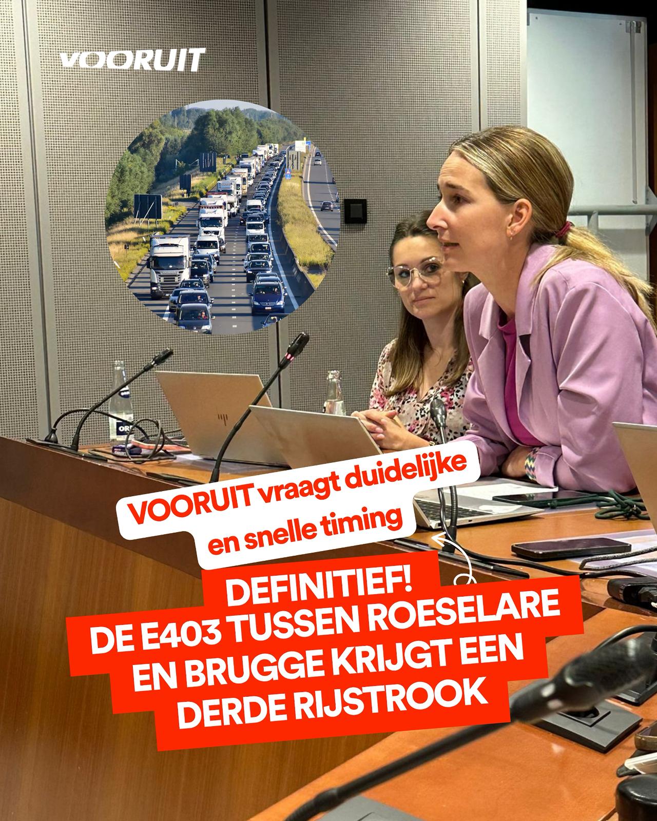 De E403 tussen Roeselare en Brugge krijgt een derde rijstrook