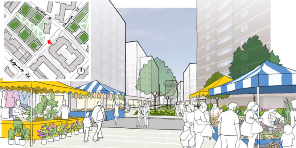 A view from Church Street to Boscobel Street