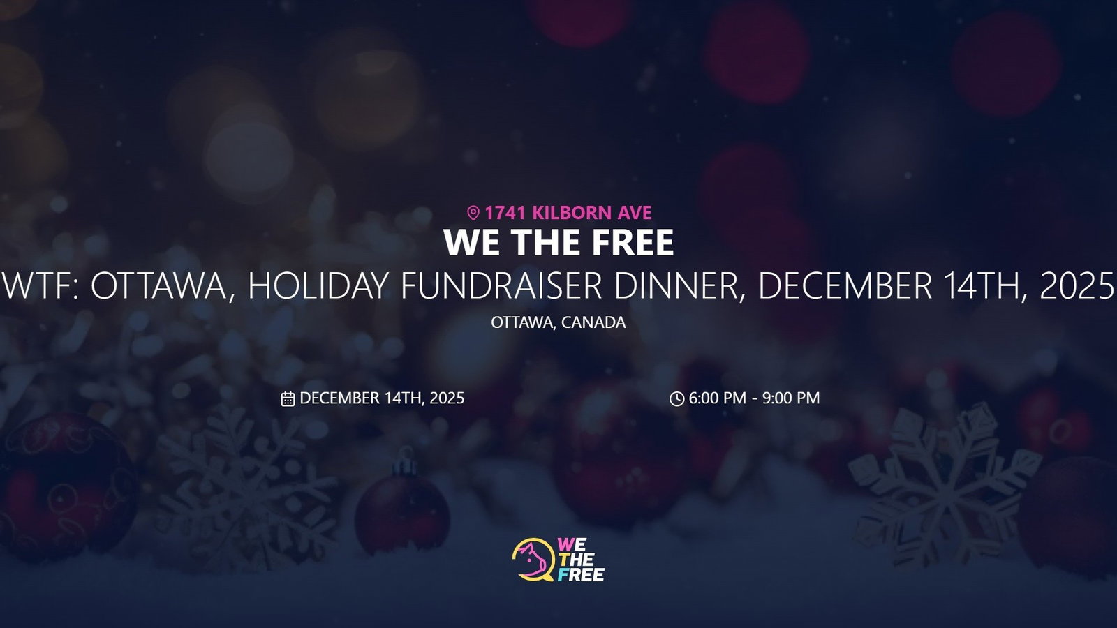 WTF: Ottawa, Holiday Fundraiser Dinner, December 14th, 2025
