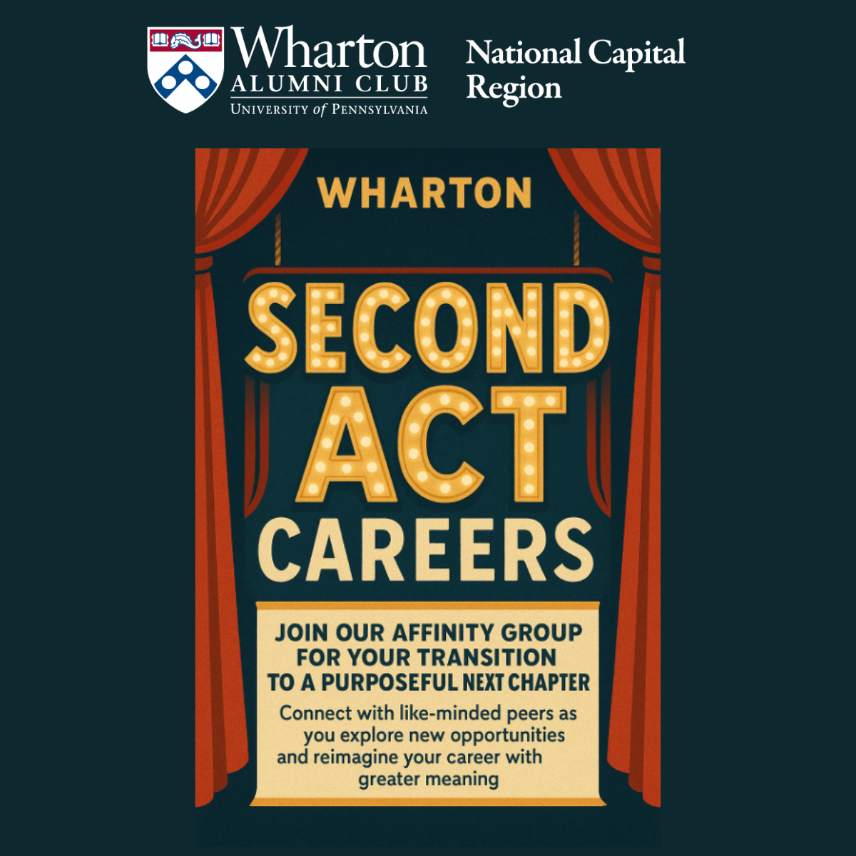 NEW AFFINITY GROUP! Wharton Second Act Affinity Group - August 11, 2025
