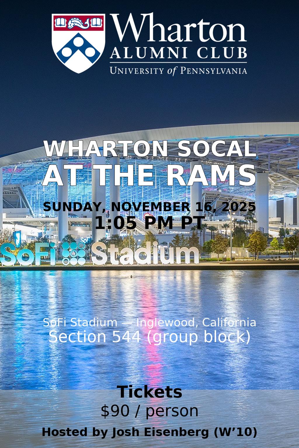 Wharton SoCal Alumni at the Rams — Sun, Nov 16 12PM