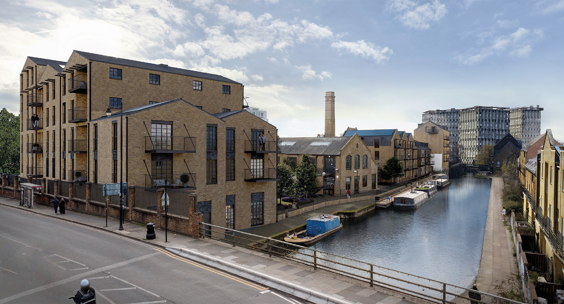 The new Bow Wharf, from Grove Road Bridge
