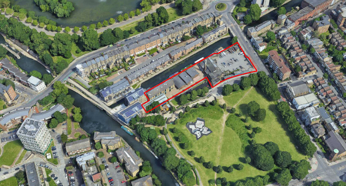 A bird’s eye view of the site.